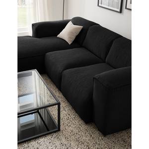 Ecksofa HUDSON 3-Sitzer mit Longchair Webstoff Saia: Anthrazit - Breite: 251 cm - Longchair davorstehend links