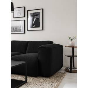 Ecksofa HUDSON 3-Sitzer mit Longchair Webstoff Saia: Anthrazit - Breite: 251 cm - Longchair davorstehend links