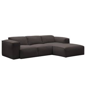 Ecksofa HUDSON 3-Sitzer mit Longchair Webstoff Anda II: Anthrazit - Breite: 251 cm - Longchair davorstehend rechts