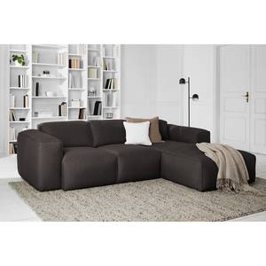 Ecksofa HUDSON 3-Sitzer mit Longchair Webstoff Anda II: Anthrazit - Breite: 251 cm - Longchair davorstehend rechts