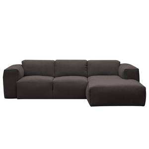 Ecksofa HUDSON 3-Sitzer mit Longchair Webstoff Anda II: Anthrazit - Breite: 251 cm - Longchair davorstehend rechts