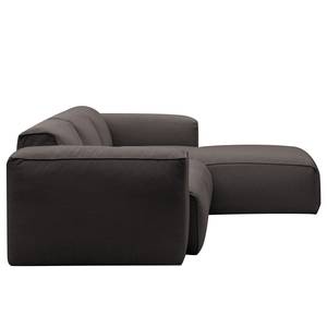 Ecksofa HUDSON 3-Sitzer mit Longchair Webstoff Anda II: Anthrazit - Breite: 251 cm - Longchair davorstehend rechts