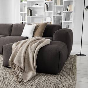 Ecksofa HUDSON 3-Sitzer mit Longchair Webstoff Anda II: Anthrazit - Breite: 251 cm - Longchair davorstehend rechts