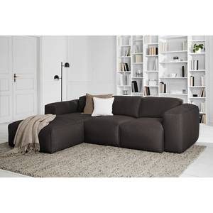 Ecksofa HUDSON 3-Sitzer mit Longchair Webstoff Anda II: Anthrazit - Breite: 251 cm - Longchair davorstehend links