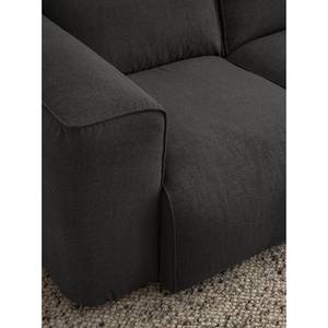 Ecksofa HUDSON 3-Sitzer mit Longchair Webstoff Milan: Anthrazit - Breite: 251 cm - Longchair davorstehend rechts