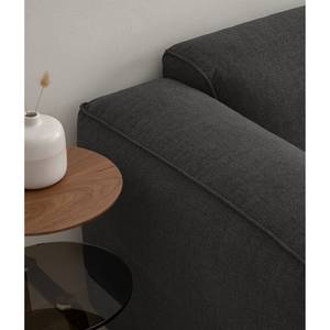 Ecksofa HUDSON 3-Sitzer mit Longchair Webstoff Milan: Anthrazit - Breite: 251 cm - Longchair davorstehend rechts