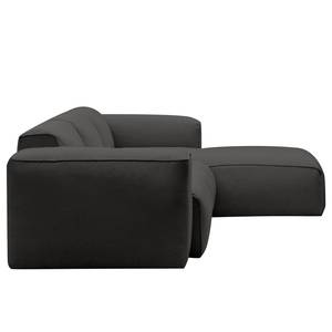 Ecksofa HUDSON 3-Sitzer mit Longchair Webstoff Milan: Anthrazit - Breite: 251 cm - Longchair davorstehend rechts