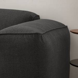 Ecksofa HUDSON 3-Sitzer mit Longchair Webstoff Milan: Anthrazit - Breite: 251 cm - Longchair davorstehend links