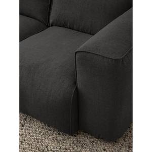 Ecksofa HUDSON 3-Sitzer mit Longchair Webstoff Milan: Anthrazit - Breite: 251 cm - Longchair davorstehend links