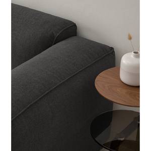 Ecksofa HUDSON 3-Sitzer mit Longchair Webstoff Milan: Anthrazit - Breite: 251 cm - Longchair davorstehend links