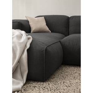 Ecksofa HUDSON 3-Sitzer mit Longchair Webstoff Milan: Anthrazit - Breite: 251 cm - Longchair davorstehend links