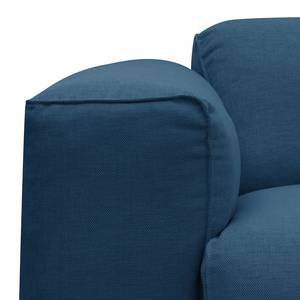 Hoekbank HUDSON 3-zits met chaise longue Geweven stof Anda II: Blauw - Breedte: 251 cm - Longchair vooraanzicht links