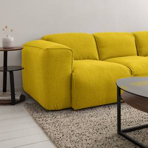 Ecksofa HUDSON 3-Sitzer mit Longchair Webstoff Milan: Gelb - Breite: 251 cm - Longchair davorstehend rechts