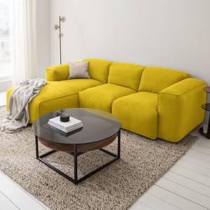 Ecksofa HUDSON 3-Sitzer mit Longchair Webstoff Milan: Gelb - Breite: 251 cm - Longchair davorstehend links