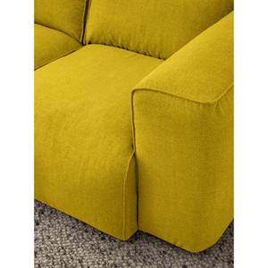 Ecksofa HUDSON 3-Sitzer mit Longchair Webstoff Milan: Gelb - Breite: 251 cm - Longchair davorstehend links