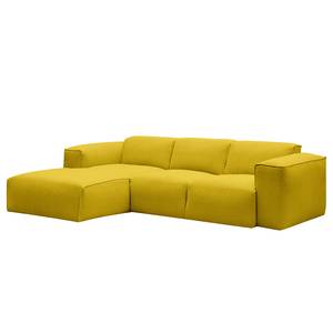 Canapé d’angle 3 places HUDSON Tissu Milan : Jaune - Largeur : 251 cm - Méridienne courte à gauche (vue de face)