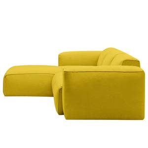 Ecksofa HUDSON 3-Sitzer mit Longchair Webstoff Milan: Gelb - Breite: 251 cm - Longchair davorstehend links