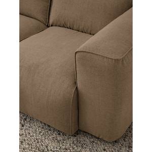 Ecksofa HUDSON 3-Sitzer mit Longchair Webstoff Milan: Grau-Braun - Breite: 251 cm - Longchair davorstehend links