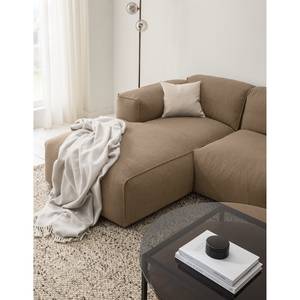 Ecksofa HUDSON 3-Sitzer mit Longchair Webstoff Milan: Grau-Braun - Breite: 251 cm - Longchair davorstehend links