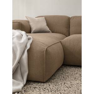 Ecksofa HUDSON 3-Sitzer mit Longchair Webstoff Milan: Grau-Braun - Breite: 251 cm - Longchair davorstehend links