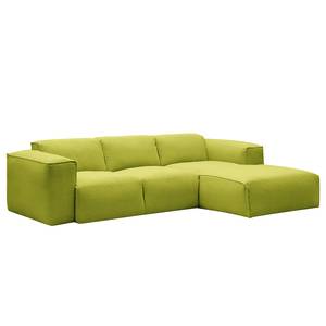 Ecksofa HUDSON 3-Sitzer mit Longchair Webstoff Anda II: Grün - Breite: 251 cm - Longchair davorstehend rechts