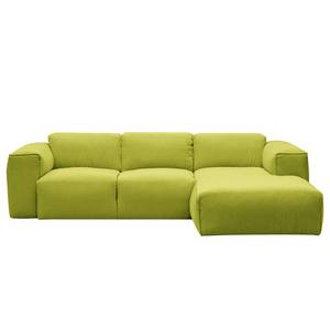 Hoekbank HUDSON 3-zits met chaise longue Geweven stof Anda II: Groen - Breedte: 251 cm - Longchair vooraanzicht rechts