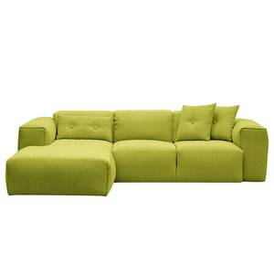 Ecksofa HUDSON 3-Sitzer mit Longchair Webstoff Anda II: Grün - Breite: 251 cm - Longchair davorstehend links