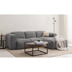 Ecksofa HUDSON 3-Sitzer mit Longchair Webstoff Milan: Hellgrau - Breite: 251 cm - Longchair davorstehend rechts