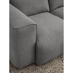 Ecksofa HUDSON 3-Sitzer mit Longchair Webstoff Milan: Hellgrau - Breite: 251 cm - Longchair davorstehend rechts