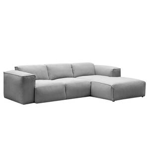 Hoekbank HUDSON 3-zits met chaise longue Geweven stof Saia: Lichtgrijs - Breedte: 251 cm - Longchair vooraanzicht rechts