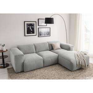 Ecksofa HUDSON 3-Sitzer mit Longchair Webstoff Saia: Hellgrau - Breite: 251 cm - Longchair davorstehend rechts