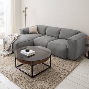 Ecksofa HUDSON 3-Sitzer mit Longchair Webstoff Milan: Hellgrau - Breite: 251 cm - Longchair davorstehend links