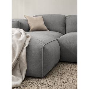 Ecksofa HUDSON 3-Sitzer mit Longchair Webstoff Milan: Hellgrau - Breite: 251 cm - Longchair davorstehend links