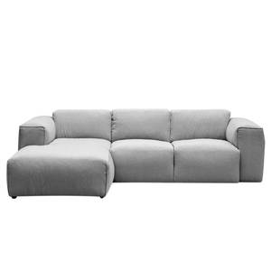 Ecksofa HUDSON 3-Sitzer mit Longchair Webstoff Saia: Hellgrau - Breite: 251 cm - Longchair davorstehend links