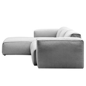 Ecksofa HUDSON 3-Sitzer mit Longchair Webstoff Saia: Hellgrau - Breite: 251 cm - Longchair davorstehend links