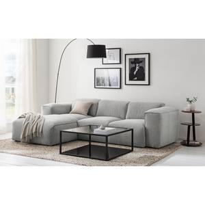 Ecksofa HUDSON 3-Sitzer mit Longchair Webstoff Saia: Hellgrau - Breite: 251 cm - Longchair davorstehend links