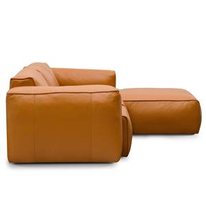 Ecksofa HUDSON 3-Sitzer mit Longchair Echtleder Neka: Cognac - Breite: 251 cm - Longchair davorstehend rechts