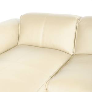 Canapé d’angle 3 places HUDSON Cuir véritable Neka : Crème - Largeur : 251 cm - Méridienne courte à droite (vue de face)