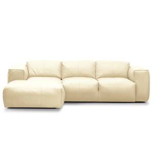 Divano angolare a 3 posti HUDSON Vera pelle Neka: color crema - Larghezza: 251 cm - Longchair preimpostata a sinistra