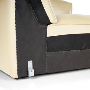 Ecksofa HUDSON 3-Sitzer mit Longchair Echtleder Neka: Creme - Breite: 251 cm - Longchair davorstehend links