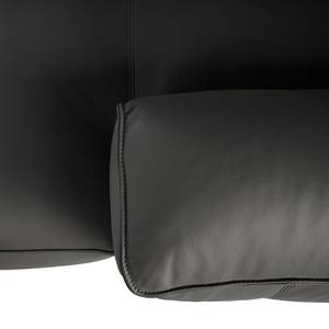Canapé d’angle 3 places HUDSON Cuir véritable Neka : Gris - Largeur : 251 cm - Méridienne courte à gauche (vue de face)