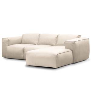 Ecksofa HUDSON 3-Sitzer mit Longchair Echtleder Neka: Hellgrau - Breite: 251 cm - Longchair davorstehend rechts