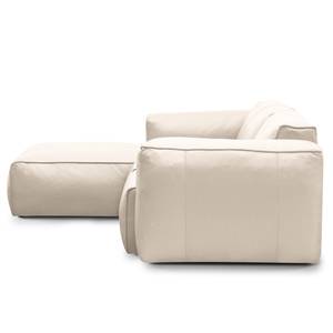 Hoekbank HUDSON 3-zits met chaise longue Echt leer Neka: Lichtgrijs - Breedte: 251 cm - Longchair vooraanzicht links