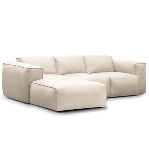 Hoekbank HUDSON 3-zits met chaise longue Echt leer Neka: Lichtgrijs - Breedte: 251 cm - Longchair vooraanzicht links