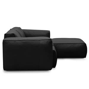 Canapé d’angle 3 places HUDSON Cuir véritable Neka : Noir - Largeur : 251 cm - Méridienne courte à droite (vue de face)