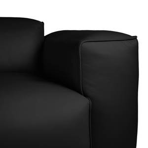 Ecksofa HUDSON 3-Sitzer mit Longchair Echtleder Neka: Schwarz - Breite: 251 cm - Longchair davorstehend rechts