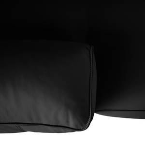 Canapé d’angle 3 places HUDSON Cuir véritable Neka : Noir - Largeur : 251 cm - Méridienne courte à droite (vue de face)