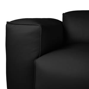 Canapé d’angle 3 places HUDSON Cuir véritable Neka : Noir - Largeur : 251 cm - Méridienne courte à gauche (vue de face)