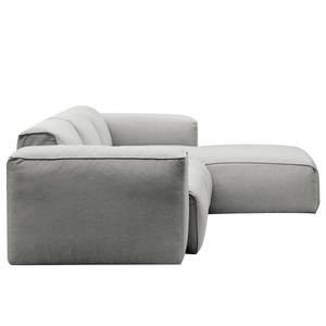 Ecksofa HUDSON 3-Sitzer mit Longchair Webstoff Anda II: Silber - Breite: 251 cm - Longchair davorstehend rechts