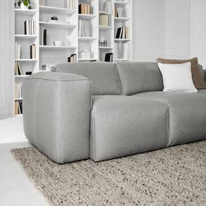 Ecksofa HUDSON 3-Sitzer mit Longchair Webstoff Anda II: Silber - Breite: 251 cm - Longchair davorstehend rechts